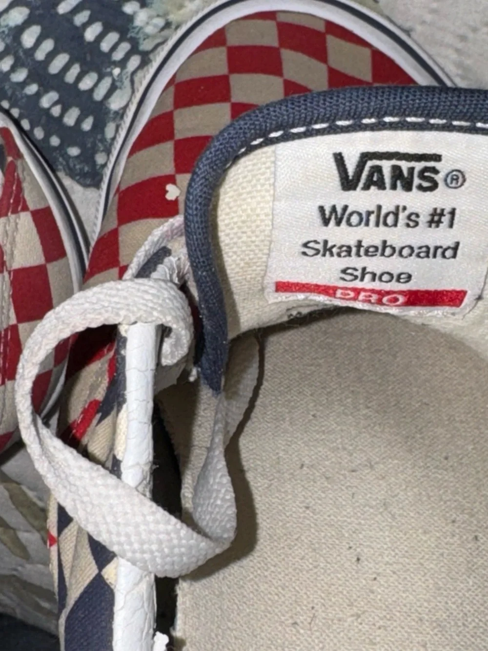 Vans Checkerboard Low-Top Sneakers - Red, Black & White